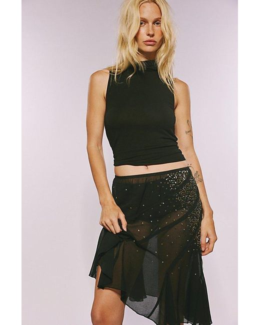 Free People Green True Angel Embellished Half Slip