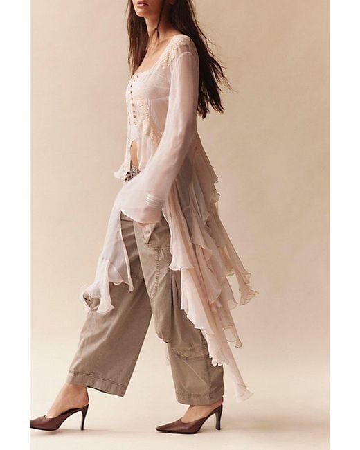Nigel Preston Natural Angel Chiffon Maxi Top