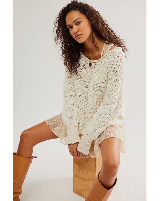 Free People White In A Swirl Pullover