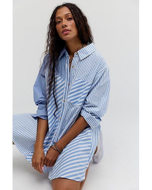 Free People Blue Oxford Club Mini Dress
