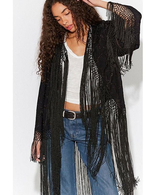 Free People Black London Nights Piano Duster Top