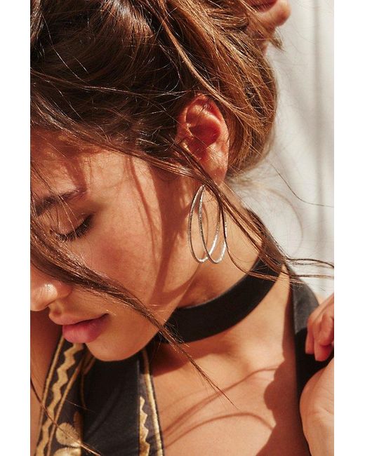 Free People Brown 14k Gold Plated Omega Hoops