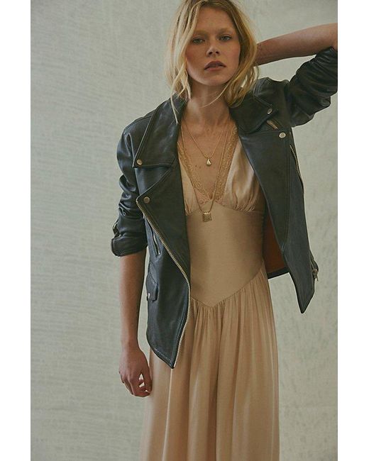 Free People Green We The Free Jealousy Leather Moto Jacket