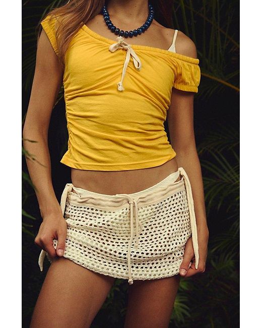 free-est Yellow Glimmer Fauxchet Skirt By