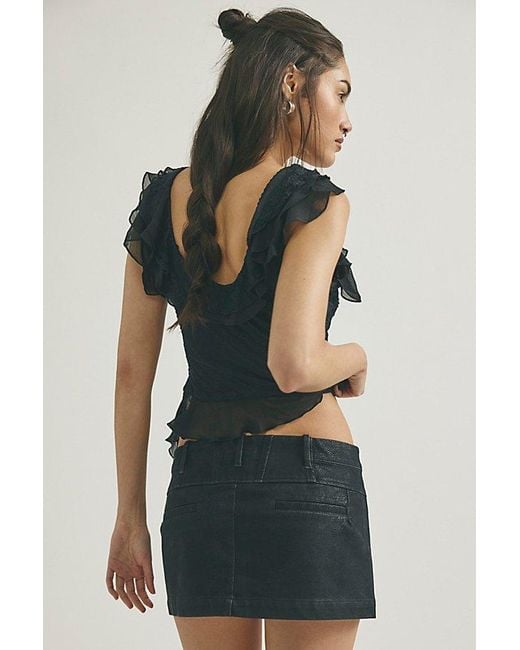 Free People Green Mille-Fleurs Vegan Suede Micro Skirt