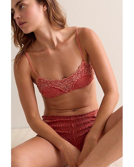 Intimately By Free People Red Try Me On Smocked Bralette By
