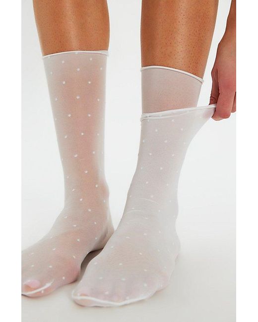 Free People White Lina Sheer Socks 2-Pack