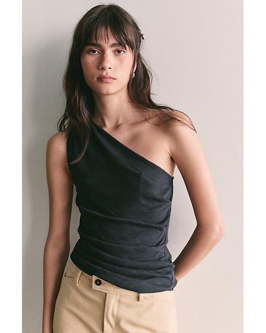 Free People Black Beach To Bar One-Shoulder Top