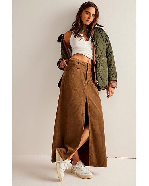 Free People Natural Come As You Are Cord Maxi Skirt At Free People In Chocolate, Size: Us 4