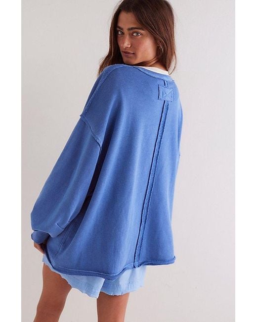 Free People Blue We The Free Venice V-Neck Sweatshirt