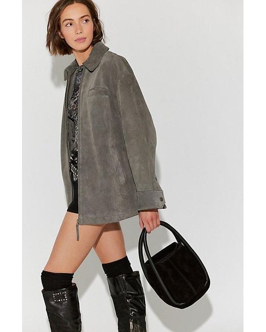 Free People Black Barlow Suede Bucket Bag