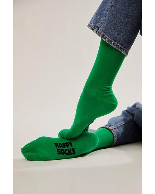 Happy Socks Green Solid Tube Socks