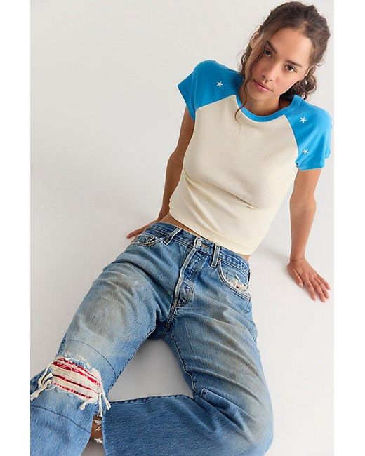 Daydreamer Blue Star Cropped Raglan Sleeve Tee