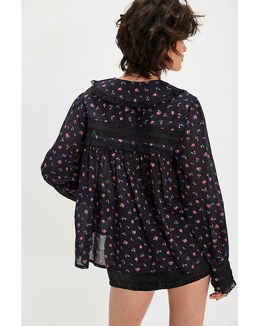 Free People Black Emmeline Button-Down Blouse