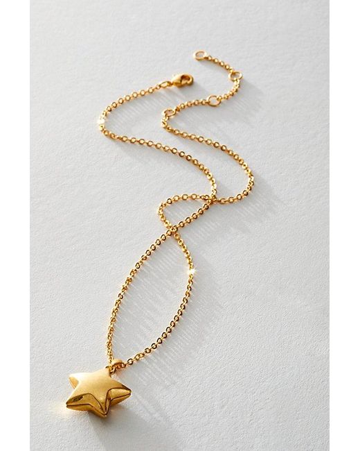 Free People White Lucy Gold Plated Pendant Necklace