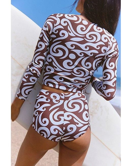 Abysse Blue Hoffman High-Waisted Boyshort Surf Bottoms