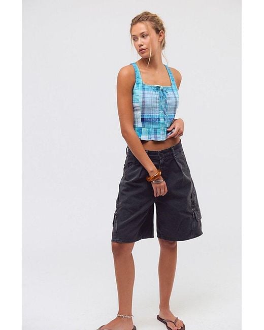 Free People Blue Carousel Top