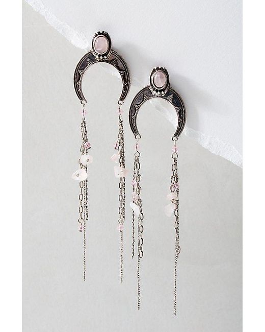 Free People Brown Rhiannon Stone Earrings At In Rose Gold Rose Quartz