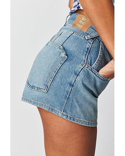 Free People Blue Crvy Word On The Street Shorts