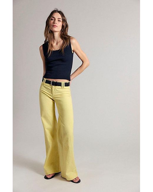 Free People Blue Time Flies Low-Rise Clean Solid Trousers