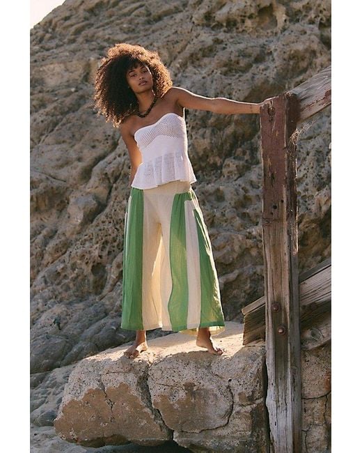free-est Brown Liora Cotton Wide-Leg Pants By