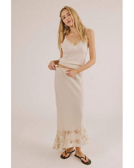 Intimately By Free People Natural Long Lost Lover Maxi Slip Skirt By