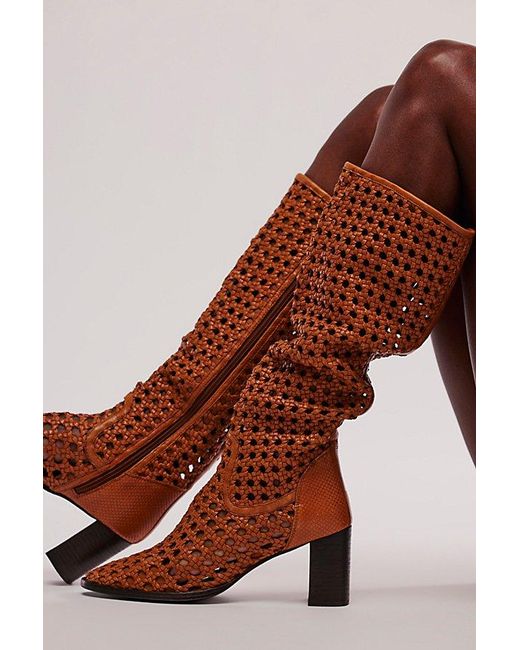 Free People Brown Woodstock Woven Boots