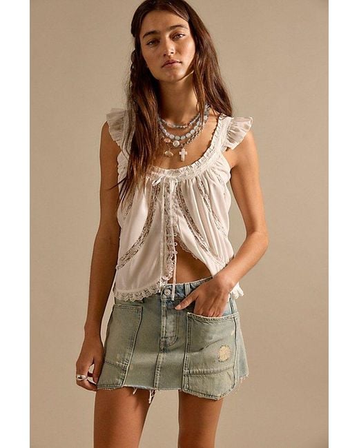 Free People Natural Dolly Denim Mini Skirt