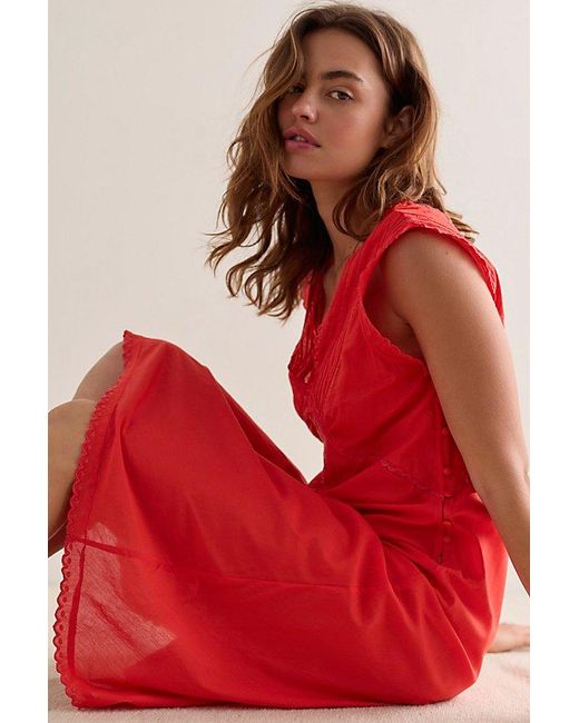 Intimately By Free People Red Me And You Midi Slip Dress By