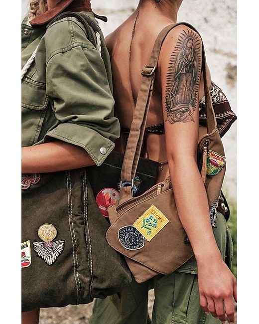 Free People Brown Safari Canvas Crossbody