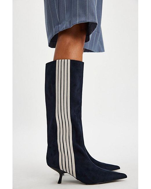 Jeffrey Campbell Black Racing Stripes Kitten Heel Boots