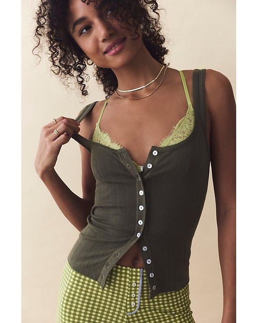 Intimately By Free People Black End Game Pointelle Tank Top By
