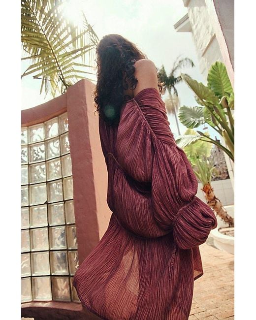 Free People Red Juliet Sheer Tie-Front Duster Top