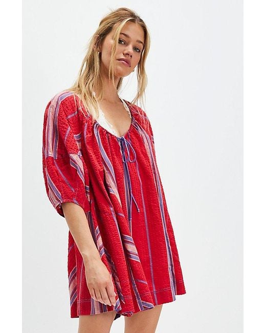 Free People Red Bop Around Playsuit