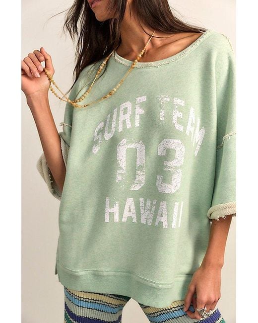 Free People Green Faded Memory Pullover