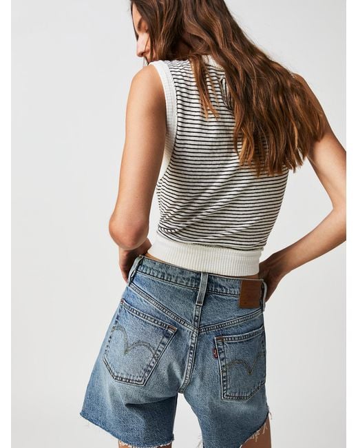 Free People Levi's 501 Mid Thigh Shorts in Grey | Lyst Australia