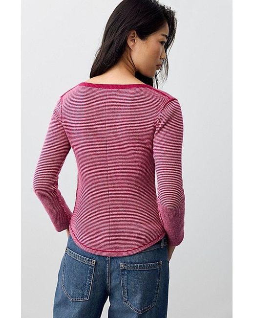 Free People Pink Jamie Striped Cashmere Henley