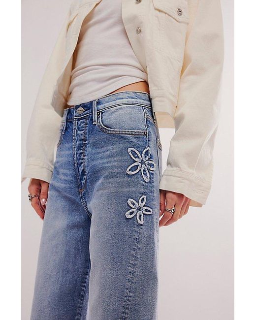 Free People Blue Driftwood Parker Embroidered Jeans