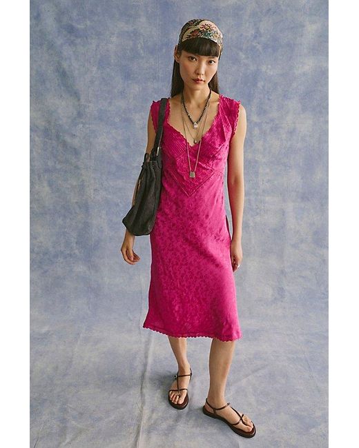 Intimately By Free People Pink Me With You Satin Midi Slip Dress By
