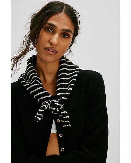 Free People Black Essential Triangle Striped Scarf