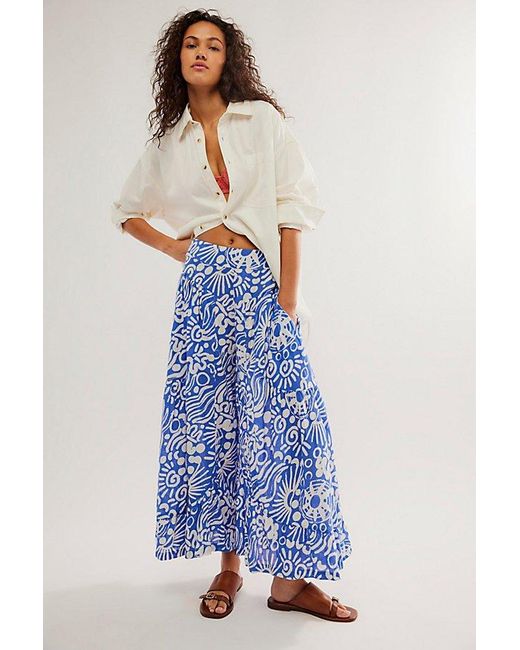 Free People Blue Dawn On Me Wide-leg Trousers