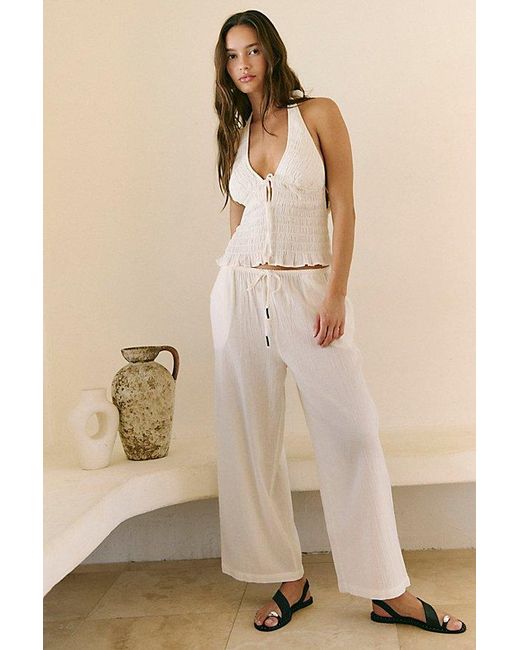 free-est Natural Khloe Smocked Halter Top By