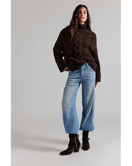 Free People Brown Clementine Softspun Cable Knit Pullover