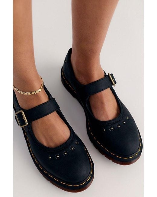 Dr. Martens Black Flower Mary Janes