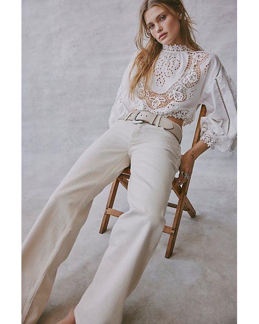 Free People White Hannah Embroidered Cutwork Top