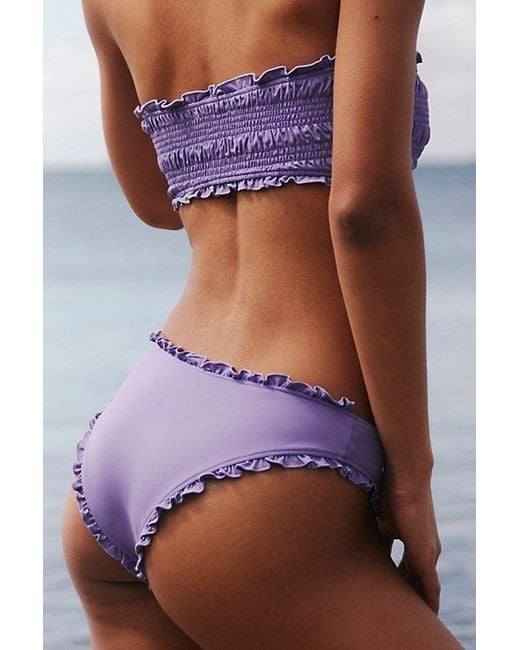 Stone Fox Blue Cleo Smocked Bandeau Bikini Top