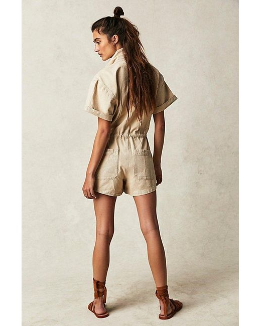 Free People Natural Rhodes Chino Coverall At In Almond Milk, Size: Xs