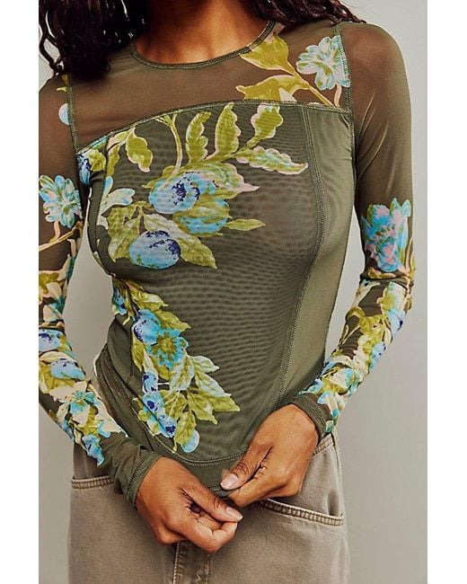 Free People Green Betty's Garden Top