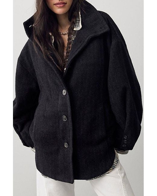 Free People Black Beau Cocoon Coat Jacket