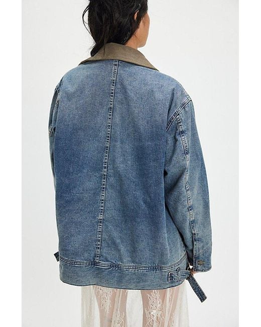 Free People Blue Sweet Talk Denim Barn Coat Jacket